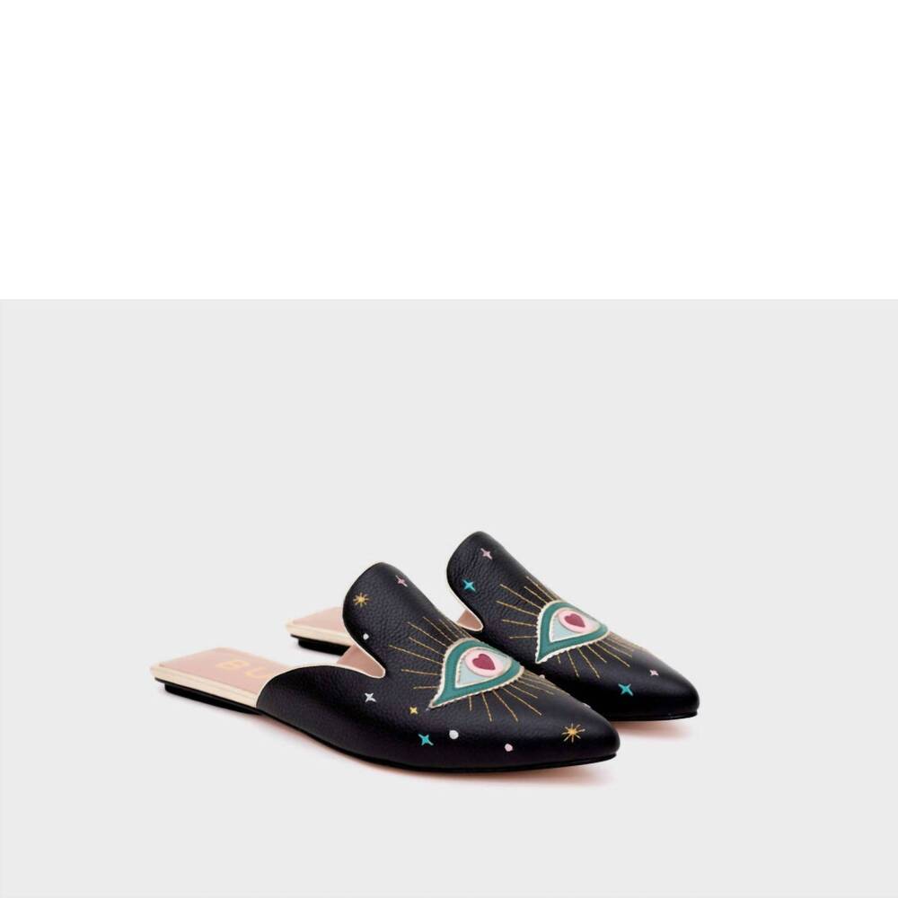 NEW BUTRICH shazam mule flat sandal in black